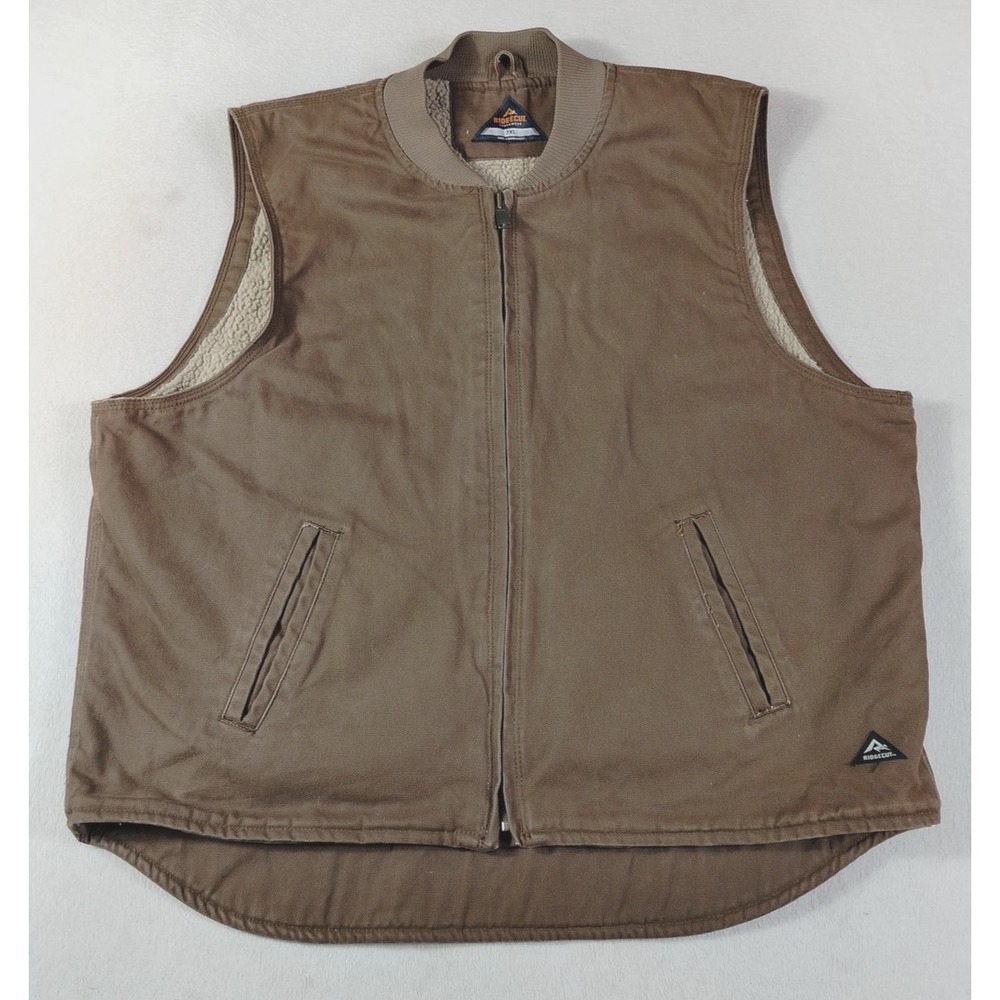 Ridgecut Vest Mens 2XL Brown Canvas Sherpa Lined Insulated Workwear Toughwear